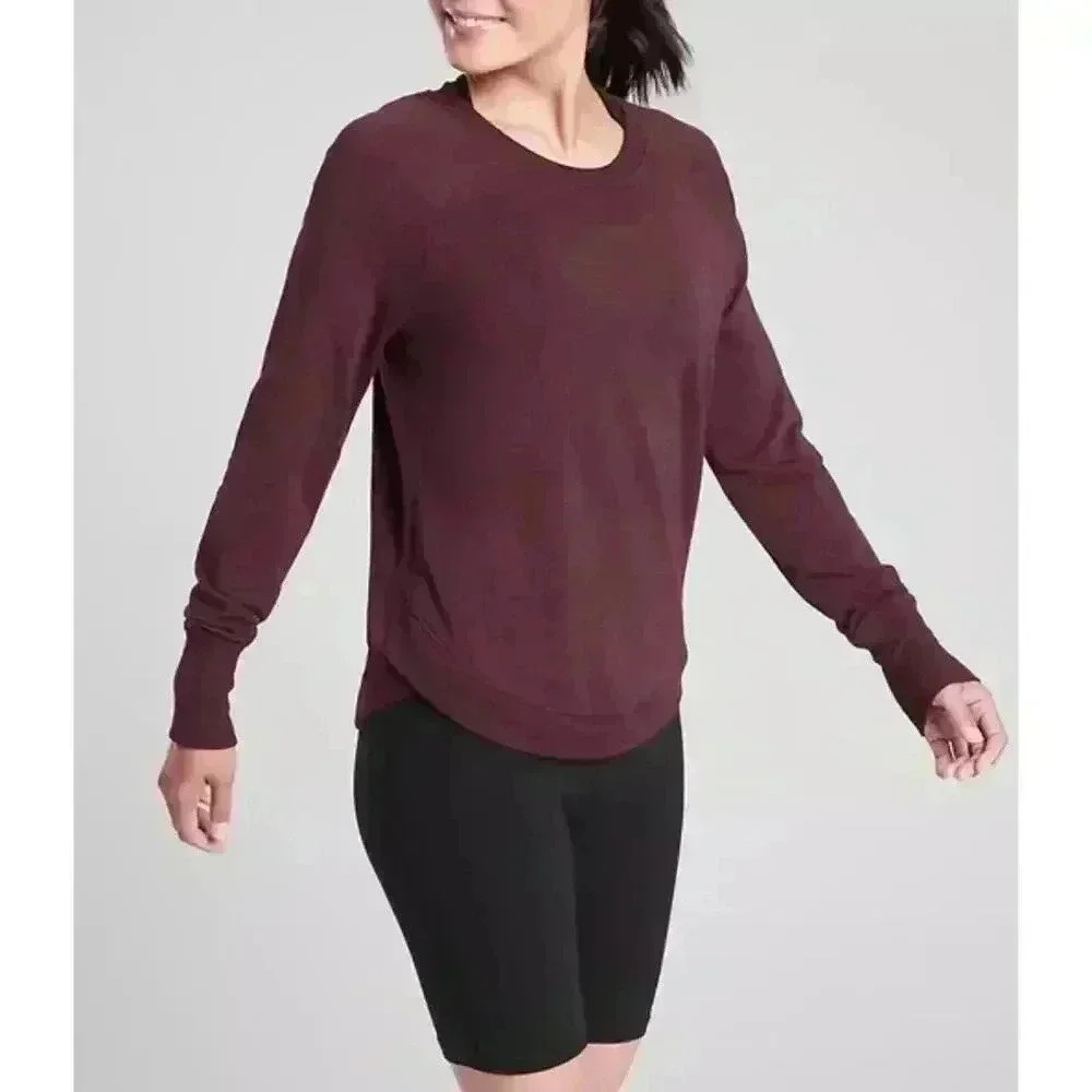 Athleta Maroon Lightweight Long Sleeve - Small